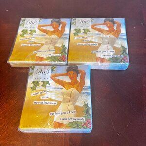IHR Set Of 3 Retro-Themed 3-Ply Paper cocktail Napkins 20 Ct Each